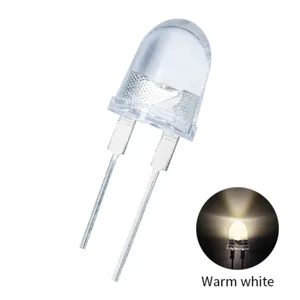 Com 5 anos de garantia, alta potência 10mm cabeça de bala 0.5w ultra brilhante cor branca quente 3000k 50000mcd diodo led