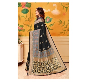 Sari en soie Kanchipuram indien, dernière collection, design de créateur, pour fêtes et festivals, vêtement féminin, sari en soie Banarasi doux, avec pièce de chemisier colorée - Product Image 1