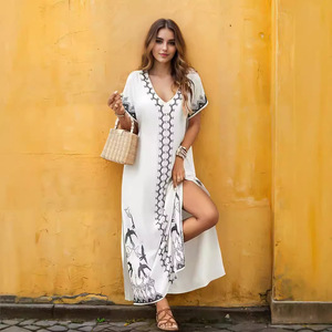 Bata <span class=keywords><strong>de</strong></span> Playa Bordada <span class=keywords><strong>de</strong></span> Rayón para Vacaciones en la Costa, Blusa Camisera para Traje <span class=keywords><strong>de</strong></span> Baño <span class=keywords><strong>de</strong></span> <span class=keywords><strong>Mujer</strong></span> - Product Image 1