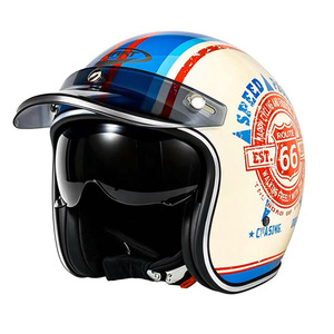 Casco de motocicleta vintage abierto con visera interior, casco retro 3/4 para motocicleta y scooter. - Product Image 1