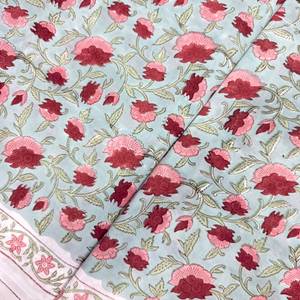 Tissu en coton 100% imprimé floral bleu clair, respirant et léger, pour chemises, kurtis et salwar pour hommes et femmes, vente en gros - Product Image 2