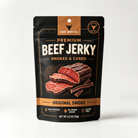Kantong Plastik Doypack Berjendela, Custom Print, Food Grade, untuk Kemasan Daging Sapi Kering