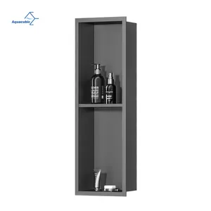 Popular bronce negro 304 estantes dobles de acero inoxidable 8x24 "baño de nicho de ducha con ángulo de drenaje 91