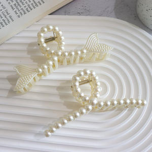 HONEY 12CM Jumbo Plastique Blanc Perles Ruban <span class=keywords><strong>Cheveux</strong></span> Griffes <span class=keywords><strong>XXL</strong></span> Twist Résine Pinces À <span class=keywords><strong>Cheveux</strong></span> Pour <span class=keywords><strong>Cheveux</strong></span> Épais Femmes Filles - Product Image 2