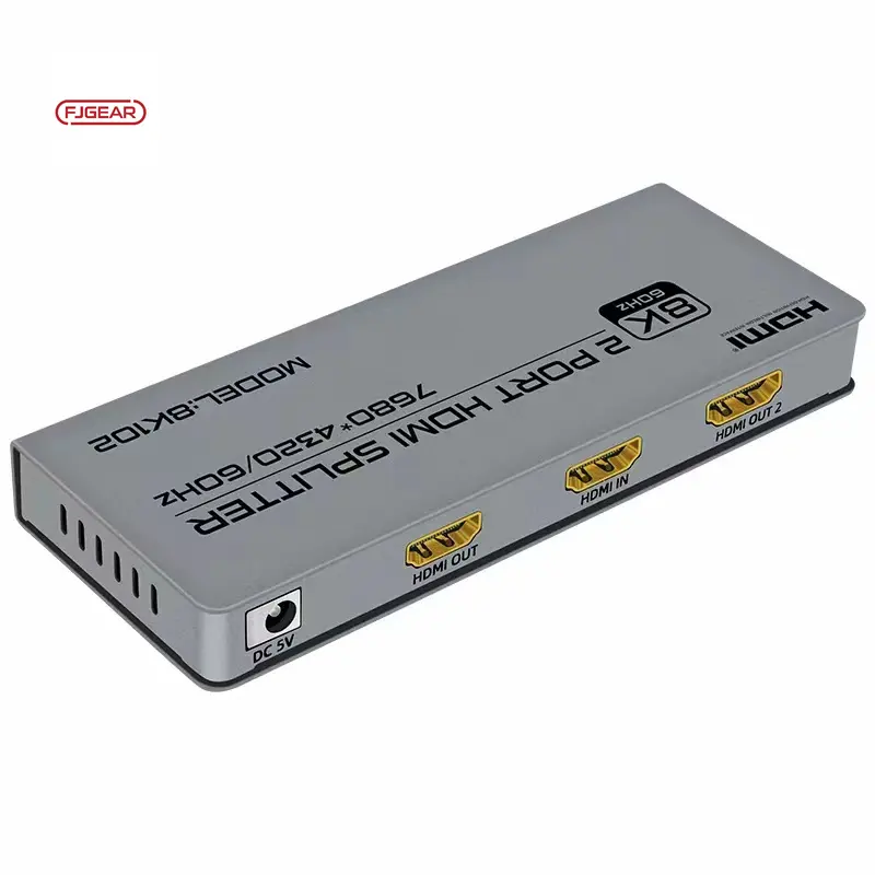 8k102 Fjgear Plug-And-Play Ultra Hd Video Splitter 7680*4320/60Hz 1 In 2 Uit Hdmi 2.1 8K Splitter