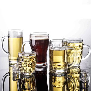 Vente en gros Tasses à bière en verre transparent Chope à boisson avec poignée - Product Image 3