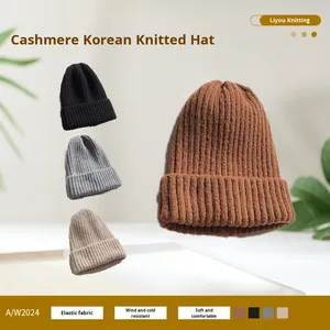 Chapeaux en <span class=keywords><strong>cachemire</strong></span> tricotés pour <span class=keywords><strong>homme</strong></span>, collection automne-hiver, respirants, imperméables, boutonnés, chauds, couleur unie, à revers, du fabricant, pour l'exportation - Product Image 5
