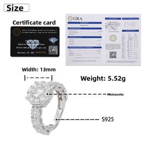 2025년 신상 디자인 1캐럿 라운드 모이사나이트 빈티지 프롱 세팅 925 스털링 실버 고품질 파티 웨딩 링 - Product Image 6