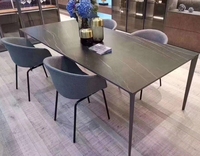Meubles de salle à manger modernes et simples, table rectangulaire avec base en aluminium, plateau en pierre frittée L160-180, utilisation hôtelière, bon prix
