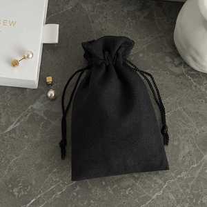 Ulikeke <b>Black</b> Velvet Suede Packaging Drawstring Jewelry Pouch Bag with Custom Logo - Product Image 5