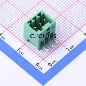 DB2ERC-2.54-3P-GN Plug-in Terminal Block Bent Lead Through Hole,P=2.54mm Board-to-Board / Socket - Closed 1x3P 2.54mm Green - Product Image 1