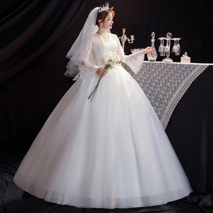 S1145Q livraison directe 2025 nouvelle dentelle de mariée Super fée rêve sortir fil axe central col en v printemps et été robe de mariée - Product Image 3