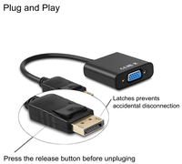 Vergulde (DP) naar VGA-adapter mannelijk naar vrouwelijk voor computer, desktop, laptop, pc, monitor, projector, HDTV