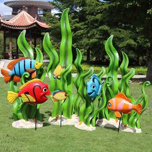 Thème de l'océan Aquarium résine artisanat géant en fibre de verre dauphin pingouins algues coquille étoile de mer Statue pour événements fête <span class=keywords><strong>location</strong></span> accessoires - Product Image 6