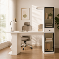 Bureau d'ordinateur moderne en bois blanc multifonctionnel et réglable avec tiroir, table d'écriture pliable et convertible, poste de travail de bureau