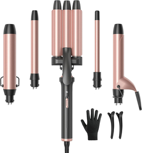 Electric Interchangeable Wand Head Multifunctional Hair Curling Iron & Straightener <b>Brush</b> with Ceramic Coating - Product Image 1
