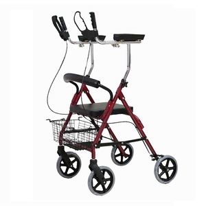 <b>Folding</b> <b>Walker</b> With Seat Aluminum Alloy 4 Wheels Grocery Basket For Elderly Mobility Aid - Product Image 1