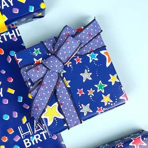 High Quality Wholesale 80g 43*300cm Birthday Fluorescent <b>Blue</b> and Yellow Packaging <b>Paper</b> Gift Wrapping <b>Paper</b> - Product Image 4