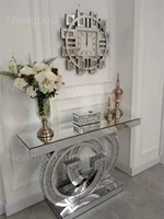 Console de salon miroir de luxe avec éclairage intégré, meuble de salle de séjour moderne en verre, 1 ensemble