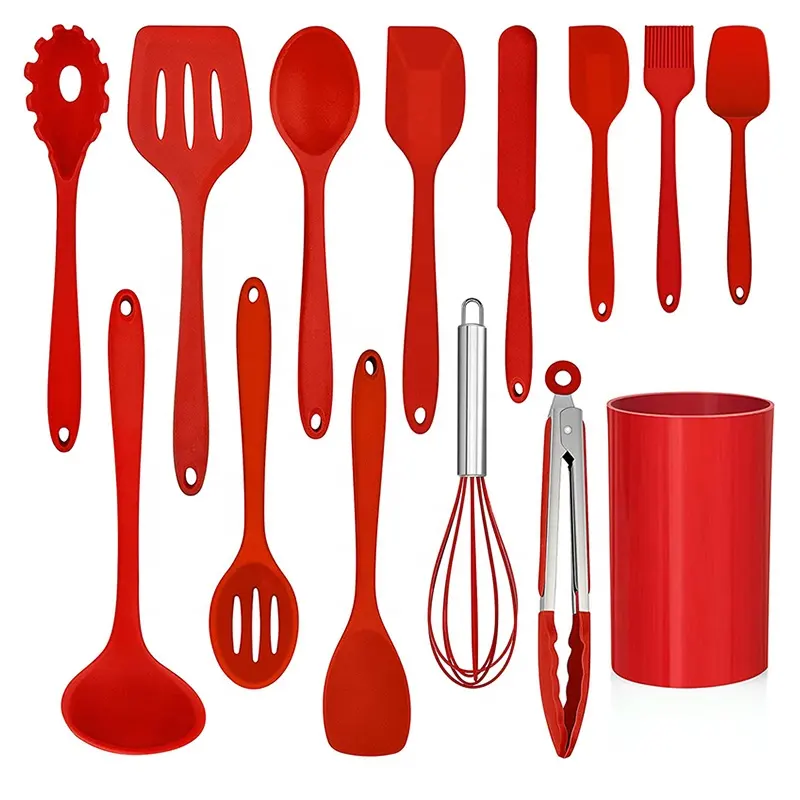 14 Pcs Cooking Utensil Sets with Holder Heat Resistant Silicone Kitchen Cookware Utensils Set Kitchen Cooking Tools Spatula