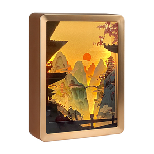 Art <span class=keywords><strong>chinois</strong></span> de haute qualité modèle Guo Huang cadre d'art mural décoratif 3D découpes de papier boîte à lumière décoration de veilleuse LED - Product Image 6