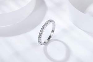1.3mm <strong>Top</strong> D Moissanite White Gold Rhodium Plated Silver Engagement <strong>Ring</strong> Diamond Wedding <strong>Finger</strong> Simple <strong>Rings</strong> - Product Image 2