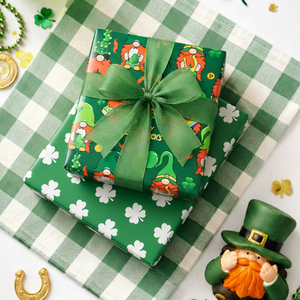 St Patricks Day gift <b>wrapping</b> <b>paper</b> Green clover field design pattern gift <b>wrapping</b> <b>paper</b> Original design Customizable - Product Image 1