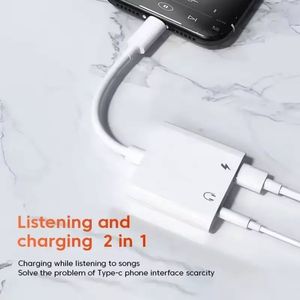 High Quality <b>Type</b> <b>C</b> <b>Adapter</b> 2 in 1 Usb-<b>c</b> to 3.5mm Jack Headphones Aux Audio Splitter Charger Usb <b>C</b> Earphone <b>Adapter</b> - Product Image 2