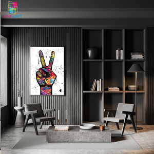UNIART <span class=keywords><strong>Banksy</strong></span> Wall Art Prints V Gesture Victory Póster inspirador Graffiti abstracto Street Art Canvas Painting Pictures - Product Image 5