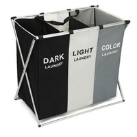 Panier à linge écologique rectangulaire en tissu Oxford imperméable avec compartiments, pliable, pour organiser les vêtements à usage domestique