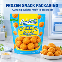 Sachet personnalisé à fond plat, qualité alimentaire PE/AL/PET, résistant à l'humidité, refermable avec fermeture éclair, pour emballage de poulet frit surgelé