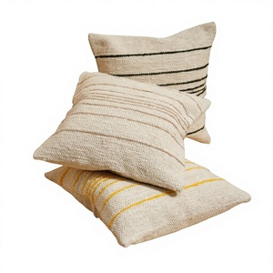 Unique Boho Cotton Cushion Cover with Striped Design Customizable Vintage Pattern INDIAN TEXTILES H/L for Living Room Home Decor - Product Image 1