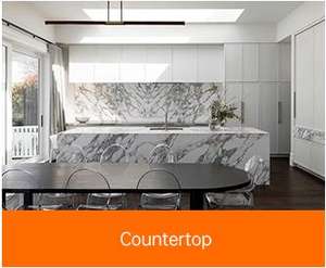 Dalles de marbre blanc Calacatta moderne personnalisables, polies, pour mur d'arrière-plan de salon, îlot de cuisine, sol - pour - Product Image 2