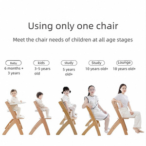 Chaise haute évolutive 3-en-1 en bois pour enfants, idéale pour l'alimentation et les repas à la maison – Vente en gros usine - Product Image 5