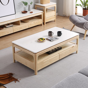 Tavolino da Caffè Moderno in <span class=keywords><strong>Legno</strong></span> <span class=keywords><strong>con</strong></span> Quattro Cassetti Pieghevoli e Grande Capacità <span class=keywords><strong>di</strong></span> Stoccaggio - Product Image 6