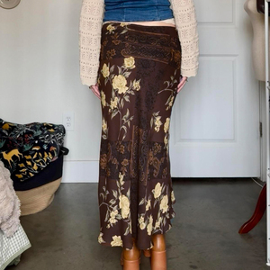 Falda Midi de Malla con Estampado Floral, Cintura Baja, Corte Ajustado, Estilo Retro Y2K, Vintage, Casual, Versátil, para Verano - Product Image 2