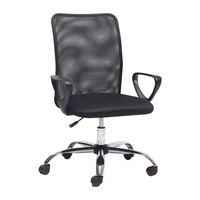 Fauteuil de bureau exécutif moderne en maille noire, design élégant, accoudoirs en PP chromé, vérin à gaz 100 mm, certifié ISO, pivotant et inclinable