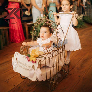 รถม้าแต่งงานสุดหรู ZKAI รุ่นซินเดอเรลล่า สีทอง รถเข็นเหล็กดัดสีทองสำหรับงานแต่งงาน - Product Image 1