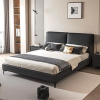 Meubles de chambre à coucher en bois de luxe moderne : Lit double king-size épaissi avec sommier et matelas, et tiroirs de rangement