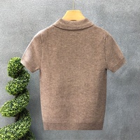 Polo en maille jacquard unie à manches courtes, pull oversize en coton pour homme, personnalisable avec logo OEM, idéal pour l'été et le golf