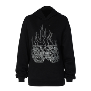 Sudadera con capucha de lujo personalizada OEM ODM con pedrería, bordado 3D en relieve, estampado, estilo urbano, de algodón, oversize, para hombre - Product Image 3