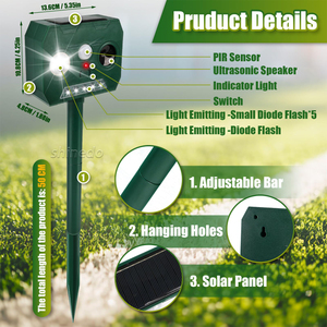 Ngoài trời năng lượng mặt trời Powered động vật <span class=keywords><strong>Repeller</strong></span> động vật <span class=keywords><strong>Repeller</strong></span> cảm biến chuyển động không thấm nước động vật <span class=keywords><strong>Repeller</strong></span> cho vườn - Product Image 3