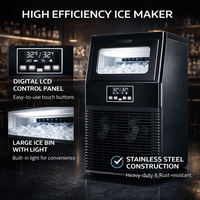 Machine à glaçons automatique de 50 kg pour usage commercial, idéale pour les salons de thé, les petits bars et les foyers, 220V