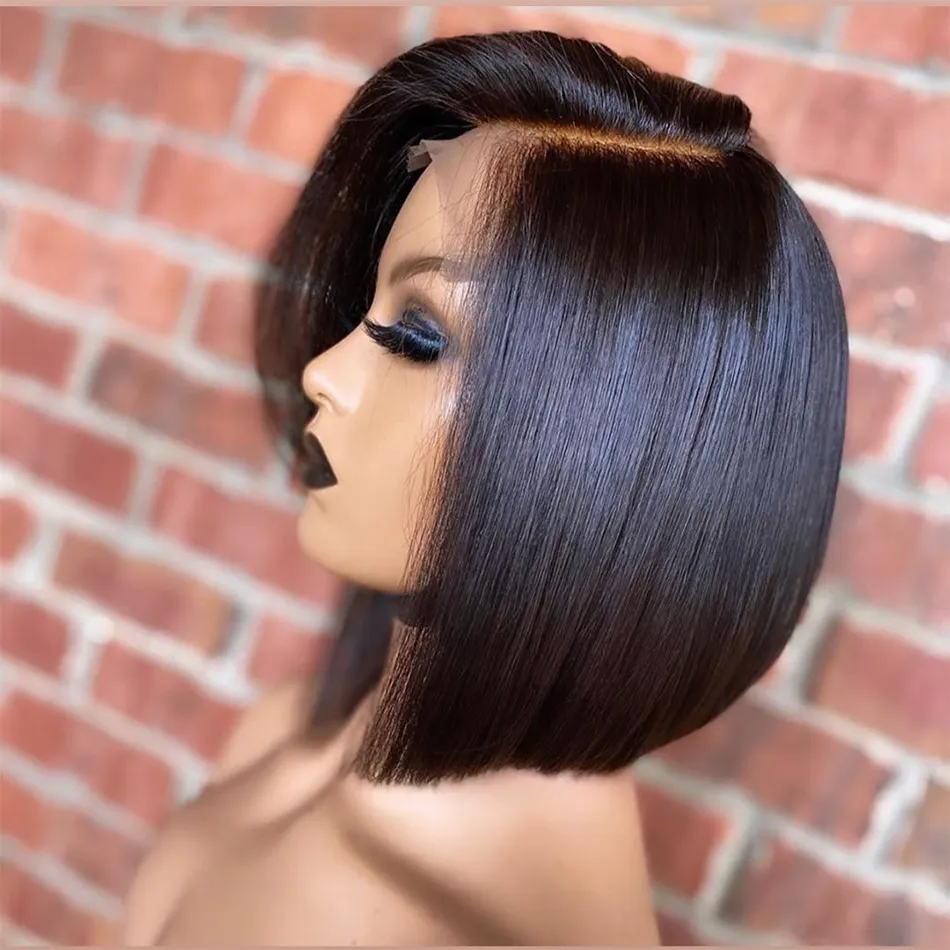 Wholesale Peruvian Virgin Hair Short Bob Wigs Human Hair Lace Front Hd Lace Frontal Wig Vendors Short Bob Human Hair Wig