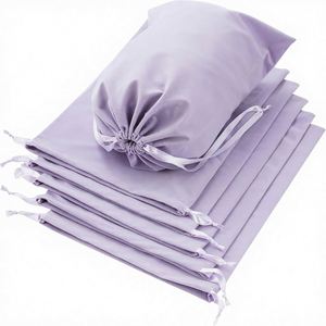 Sacs à chaussures en velours avec cordon de serrage, épais, anti-poussière, réutilisables, pour chaussures, cosmétiques, voyage, pochette cadeau, violet, 12x16 - Product Image 1