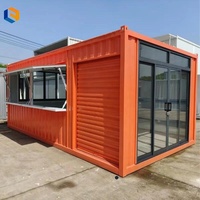Maisons préfabriquées commerciales, kiosque à café modulaire portable en conteneur avec toit en auvent