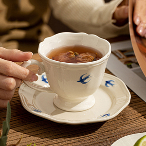 Japanese Style Tea Cup Set Hand-Painted Swallow Ceramic Coffee Cup and Saucer Set - Product Image 5