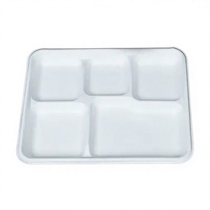 Plateau en plastique blanc à compartiments, forme carrée, pour utilisation à emporter - Product Image 1