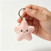 Porte-clés en peluche étoile rose Kawaii avec rembourrage en polyester et coton PP, décoration d'anniversaire pour sacs à dos