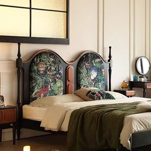 KMJ <strong>Vintage</strong> American Antique Wood Bedroom Furniture Retro King Size Wooden <strong>Bed</strong> <strong>Frame</strong> - Product Image 5